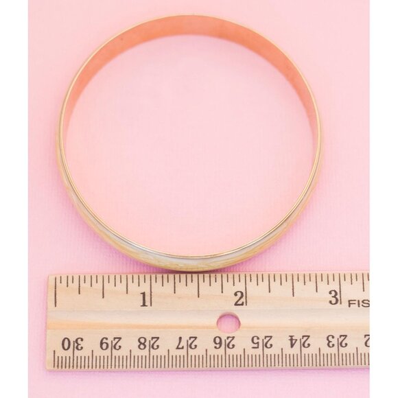 Yellow and Gold Tone Statement Bangle Bracelet | 8 1/4 Inch | Avon H9 - Picture 3 of 3